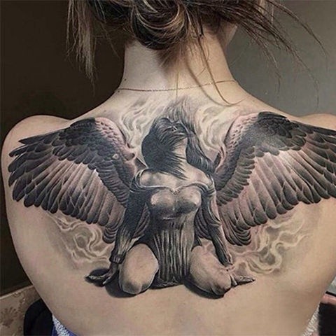 Reliable Purpose 纹身贴天使恶魔之翼防水持久Tattoo Stickers Wings Big Back Men Women Angel Devil Waterpro... - Image 2