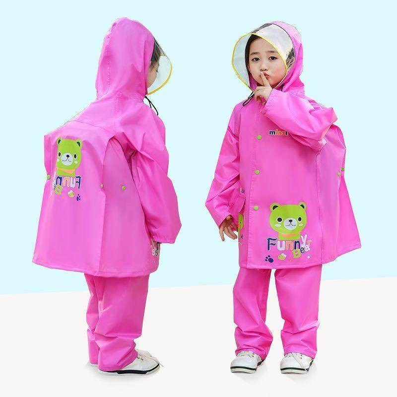 Daily Outdoor Children's baju hujan waterproof boys girls rain coat kids schoolbag compartment Portable Style - Image 2