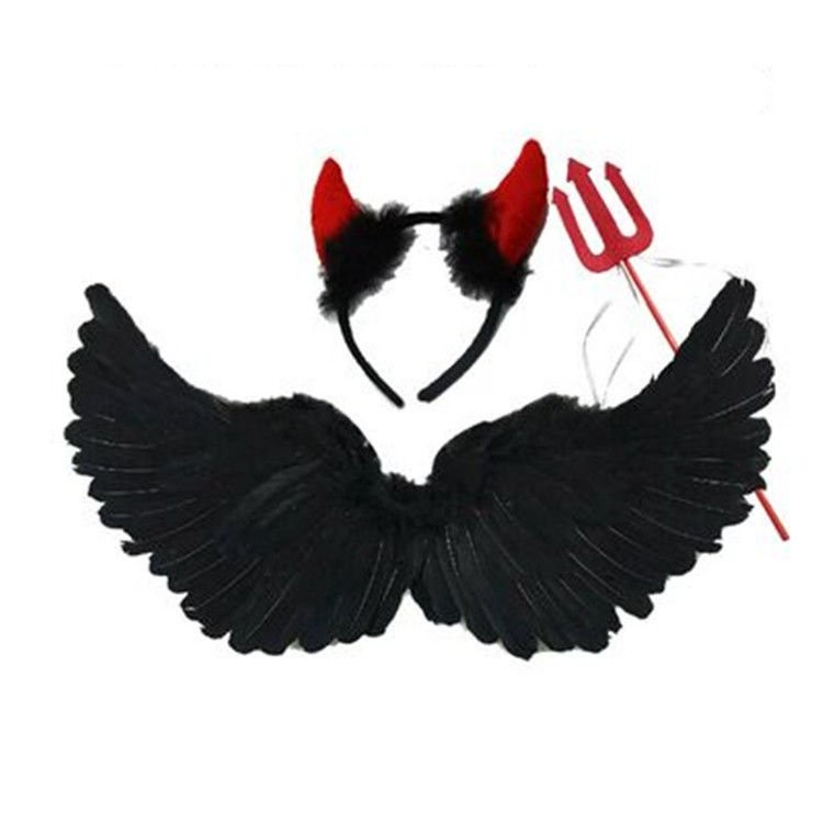 Timepiece Business 【48h shipping】 Halloween Watch Show Angel Evil Devil Elf Black White Adult Feather Wings Decor... - Image 2
