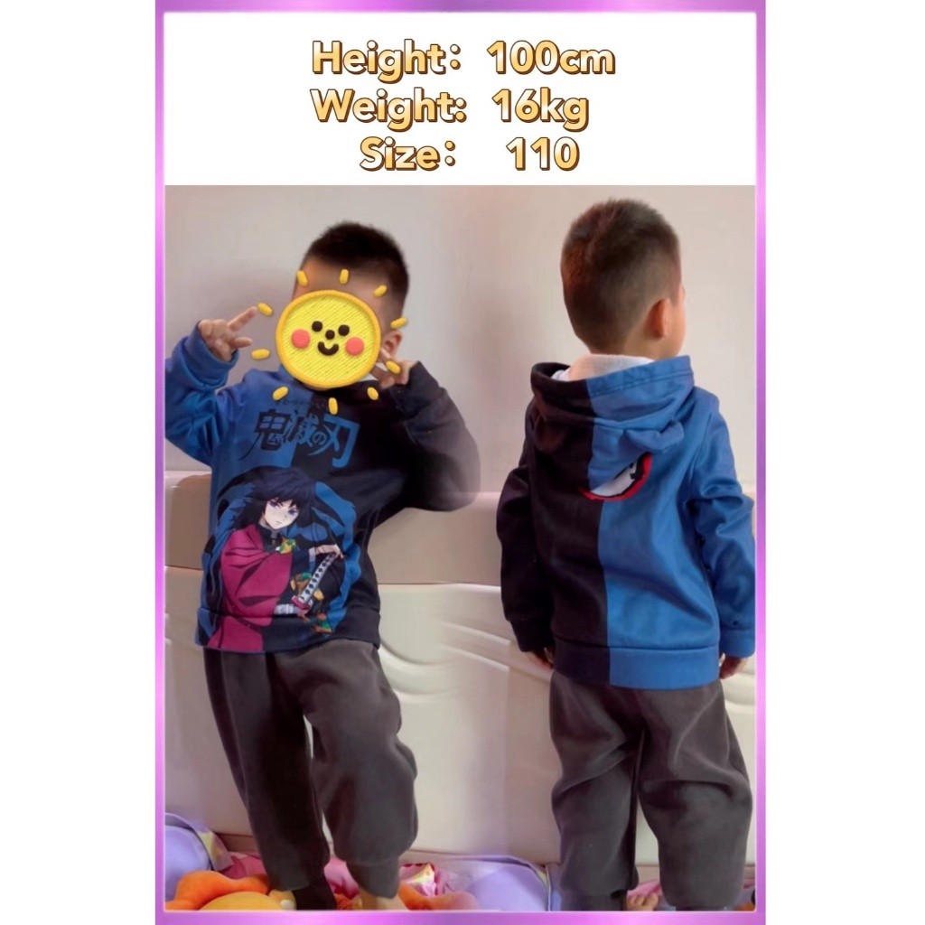 Quality Durable 【100-170】Demon Slayer jacket nezuko shinobu tanjiro Hoodie Thin Velvet Style - Image 3