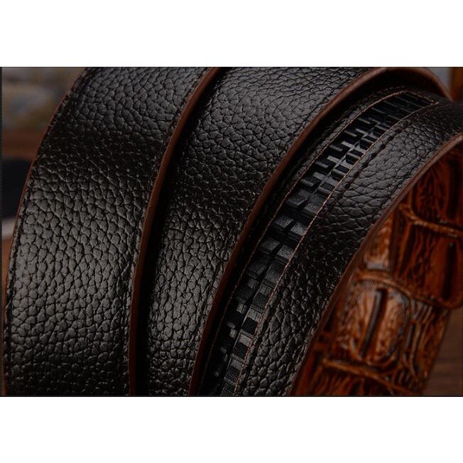 Essential Versatile Men High Quality Leather Belts Silver Gold Buckle Cowhide Crocodile Belt - Image 3