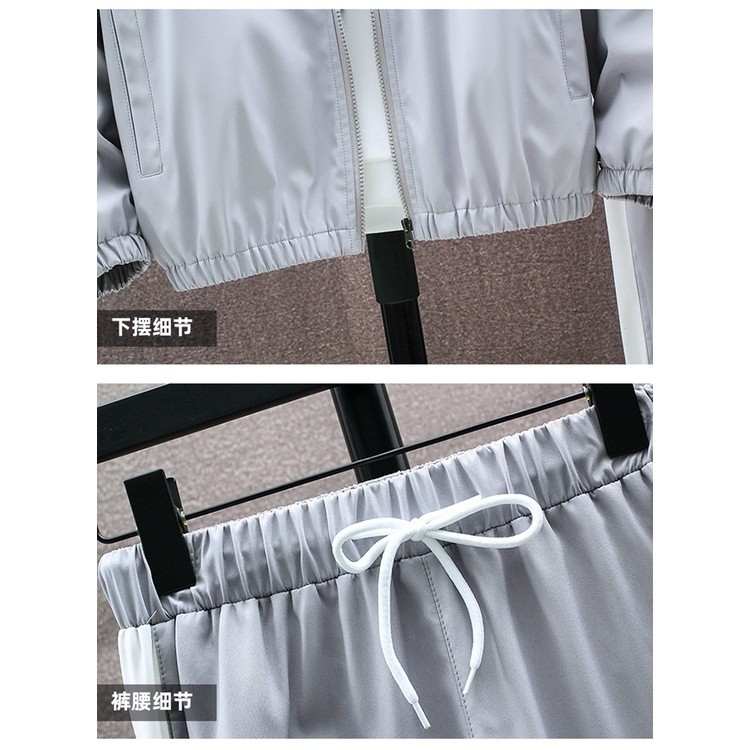 Men's long sleeve sports suit Running sportswear reflective stripe Casual Couple suit