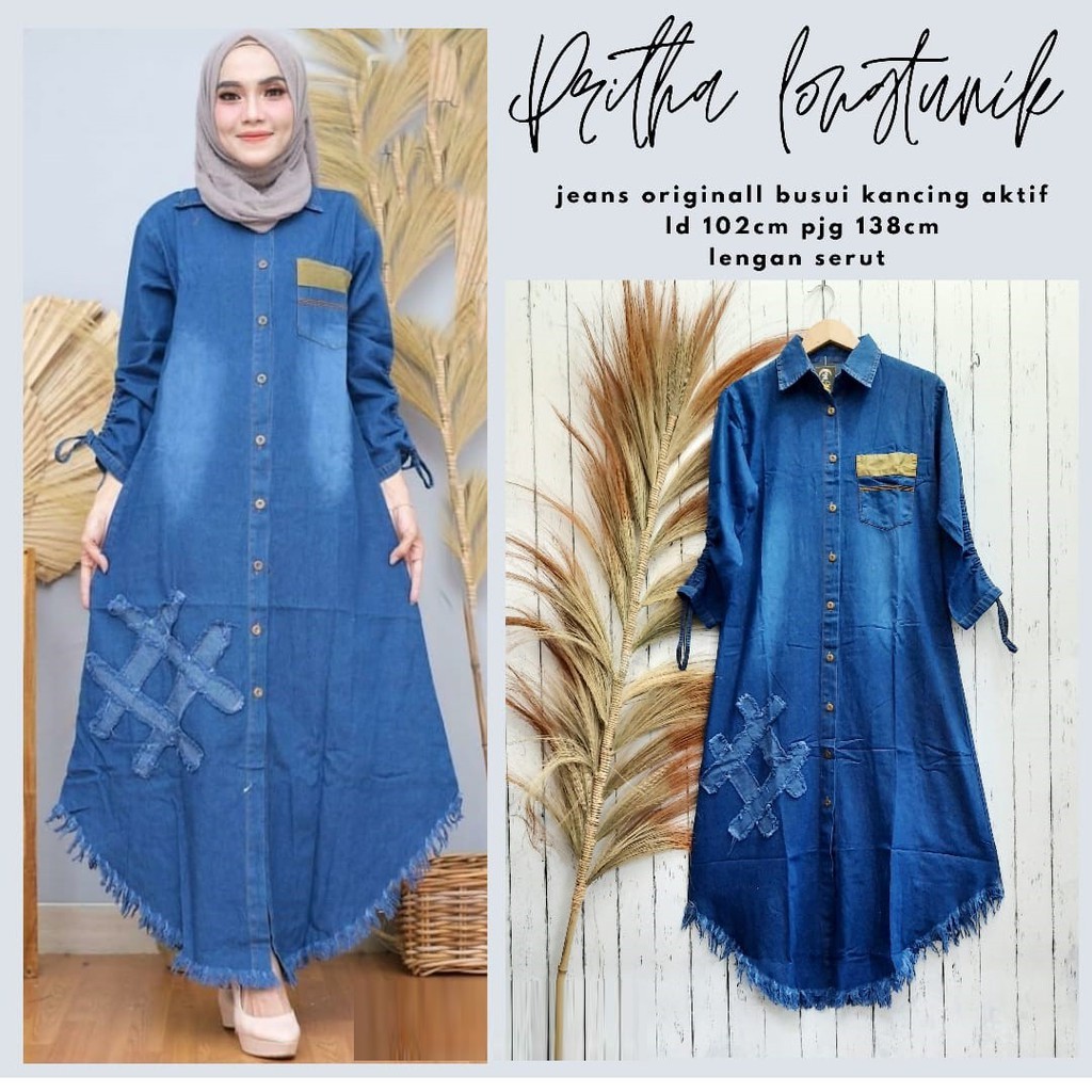 Multi Durable Lesti Long Tunic Pitha Jeans Ft | TUNIK Have - Image 2