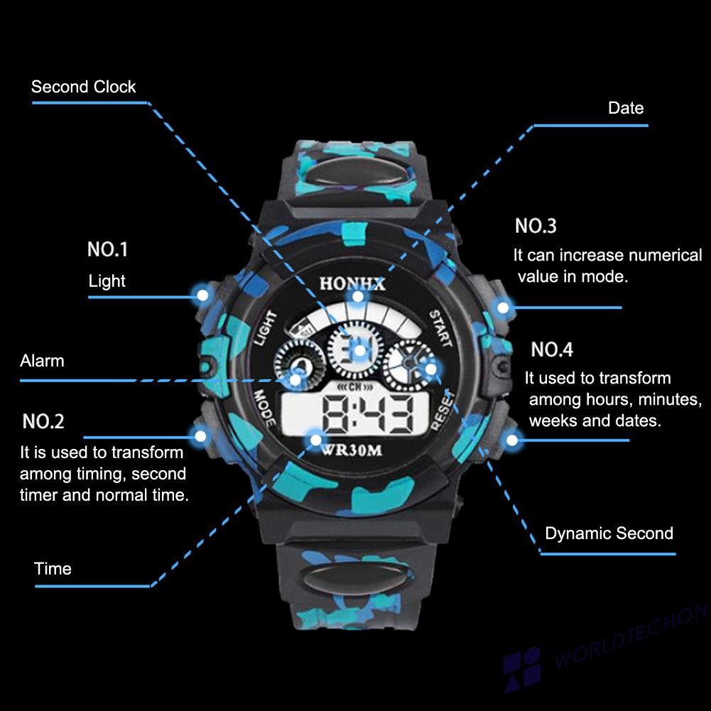 Casual Classic Outdoor Multifunction Waterproof Boy Sports Electronic Children Watches WO Sport Timepiece - Image 2
