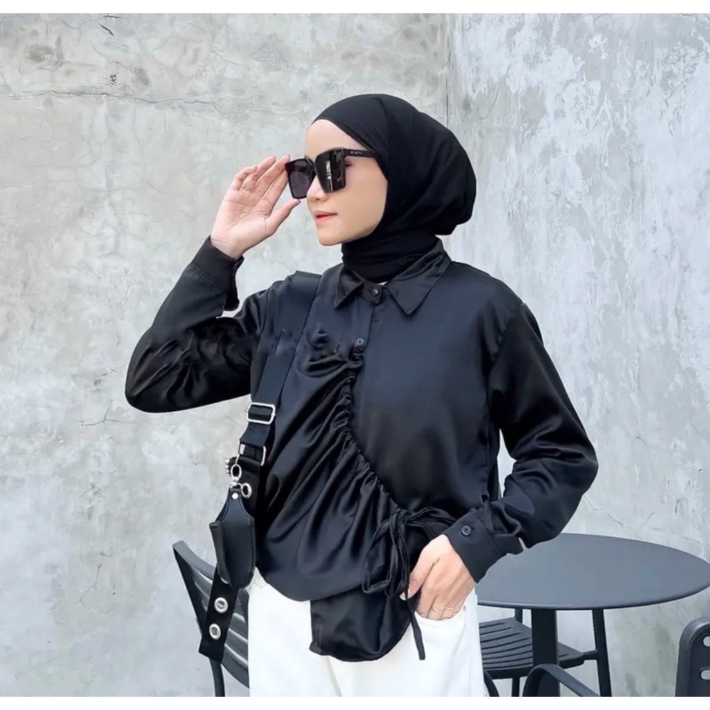 Must Premium KEMEJA Rx FASHION SILFA Drawstring Shirt/Vizqya Blouse/Women's Top Shirt/Women's Long Sleeve Shirt NN Es... - Image 2