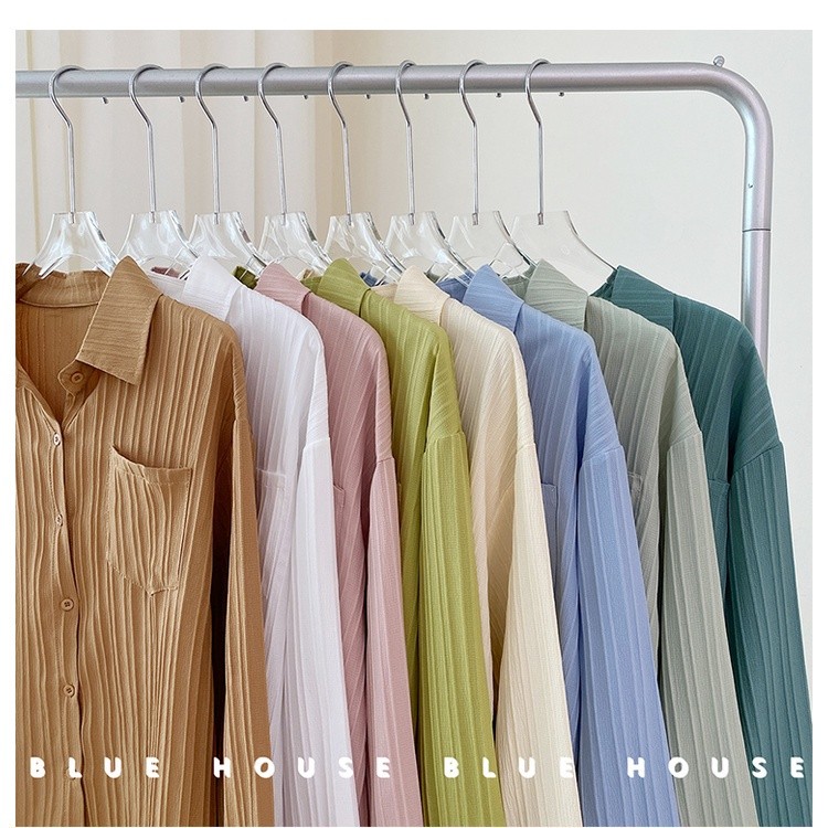 Essential Durable Korean Style Women Ladies Loose Chiffon Pleated Big Size Long Sleeve Shirt Blouse Baju Wanita Lenga... - Image 2