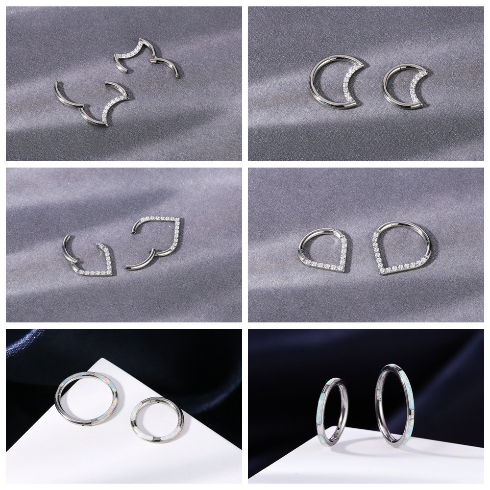 Versatile Reliable 1 PC 8/10mm G23 Titanium Steel Crystal Septum Clicker Droplet Shape Nose Piercing Heart Moon Ring ... - Image 3