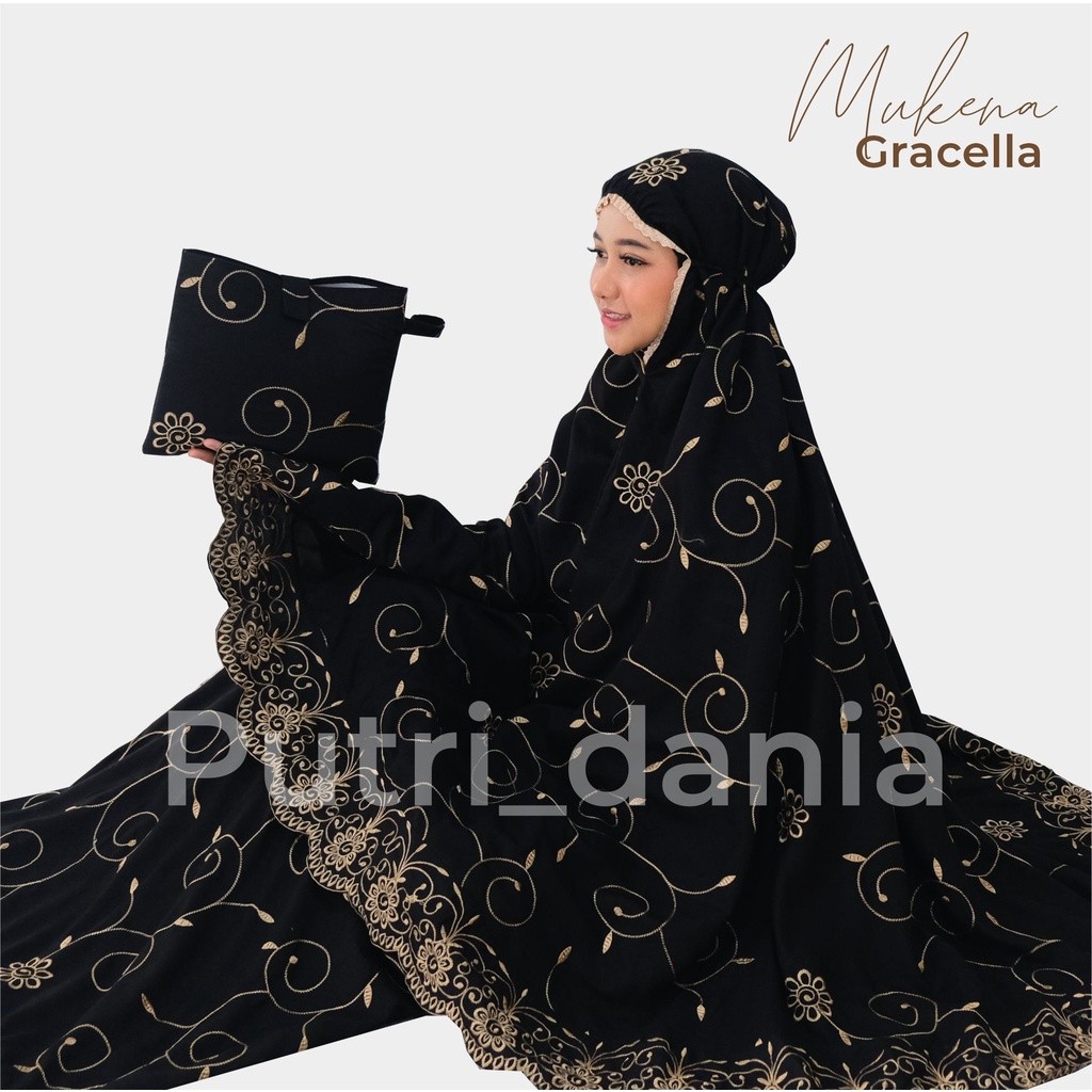 Must Multi Princess Dania Mukena Adult Gracella FULL Embroidery Lotus Flower Super Jumbo Essential - Image 2
