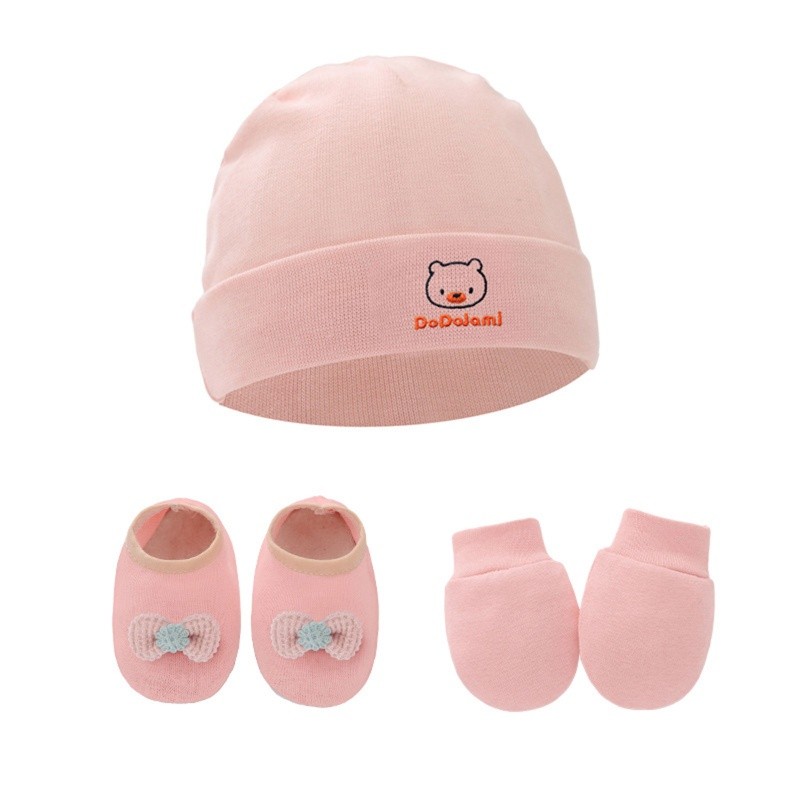 Premium Have OMG* 1 Set Baby Anti Scratching Gloves Hat Foot Cover Soft Cotton Newborn No Scratch Mittens Socks Beani... - Image 4