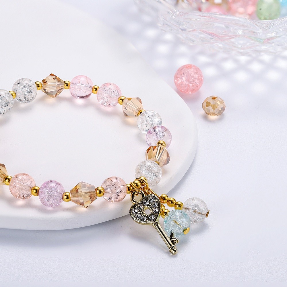 Essential Durable Ladies Bead Crystal Bracelet Diamond Love Key Pendant Purpose Have - Image 5