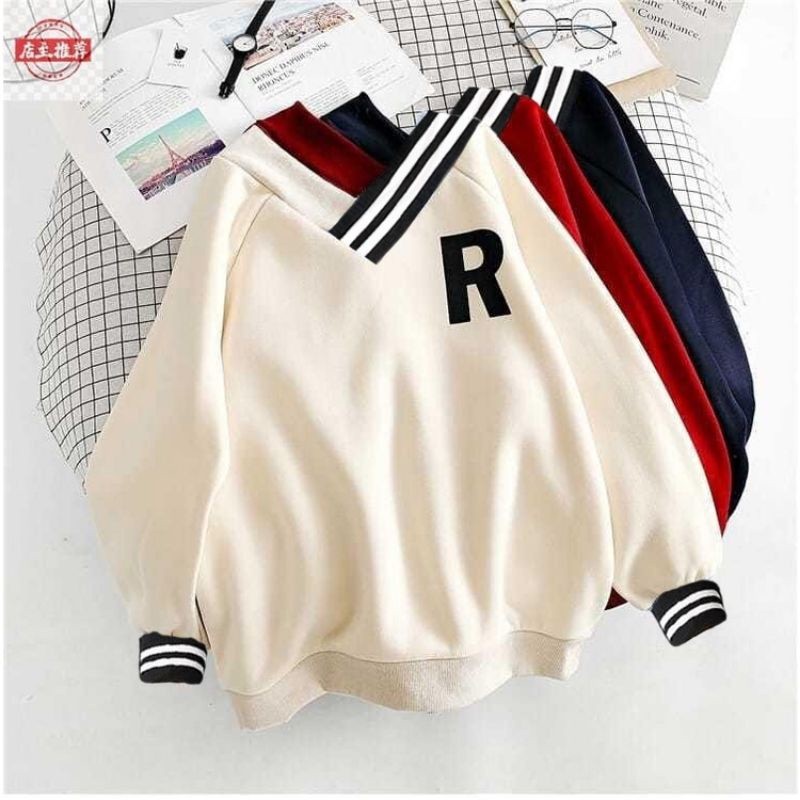 Premium Reliable R VNECK SPORTY Oversized Women's Sweater | Crewneck Women Korean Style Present Thick Fleece Material... - Image 4