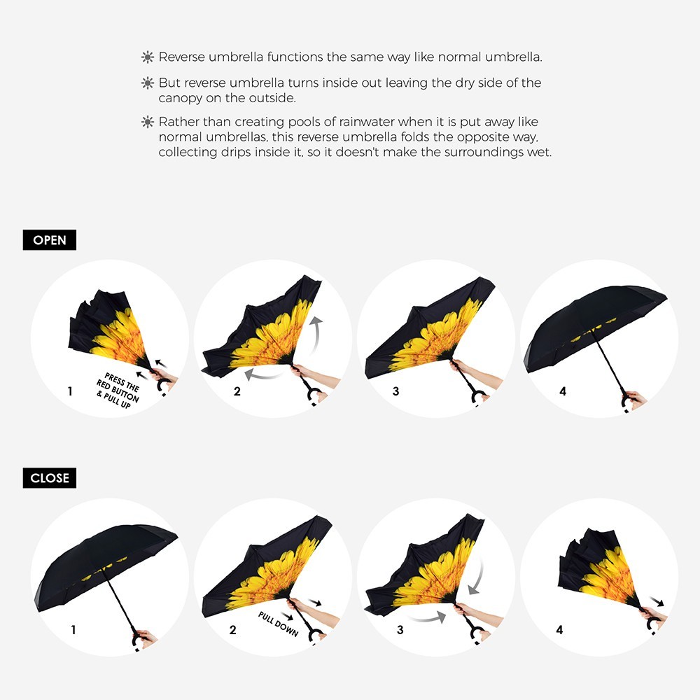 Quality Versatile ANGEL C-Type Handle Reverse Upside Down Umbrella Payung Lipat Besar 雨伞大號 - Image 4
