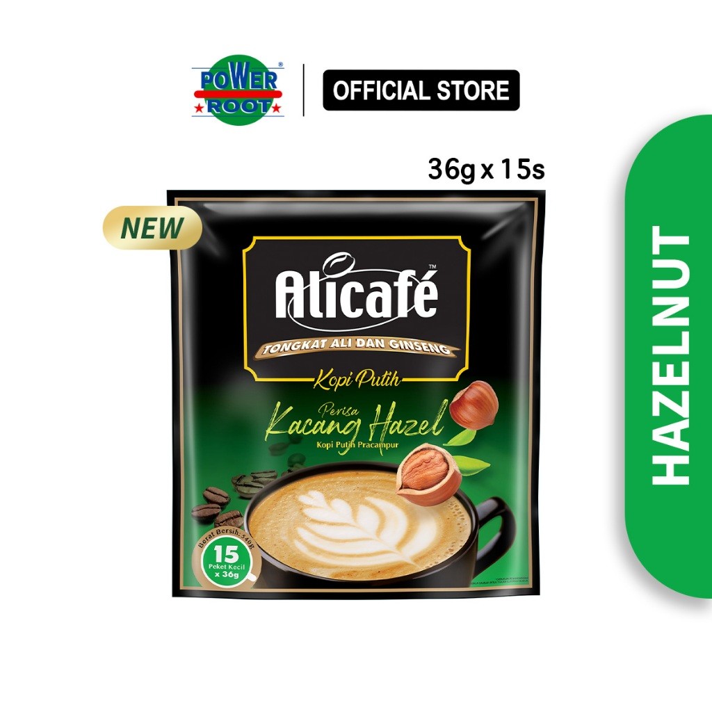 Alicafe Tongkat Ali & Ginseng White Coffee Hazelnut (36gm X 15 Sachets)