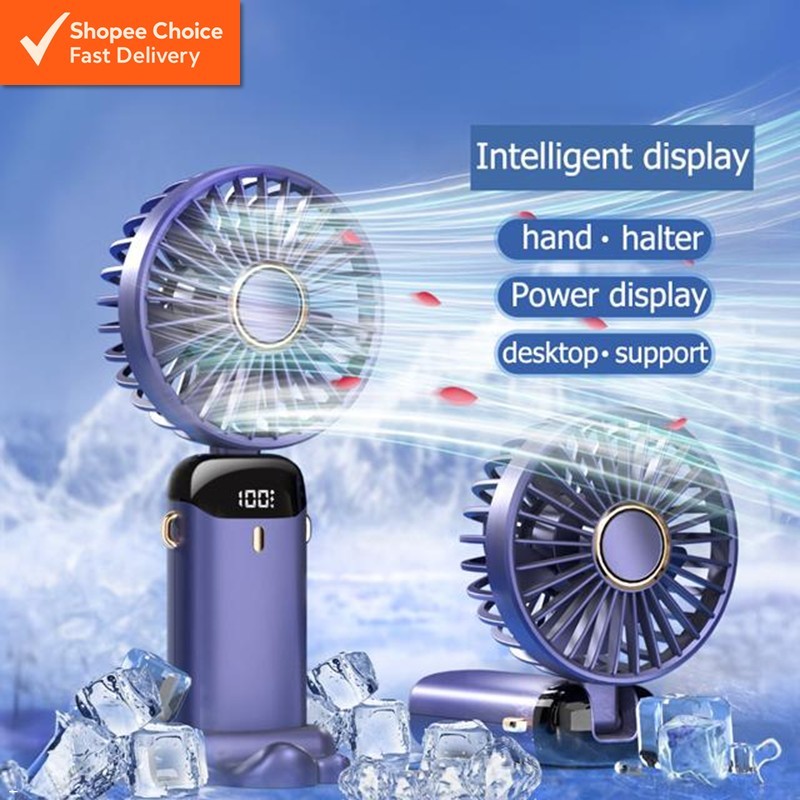 Mini Handheld Fan –  5-Mode Portable Foldable Small Fan with Digital Display, USB Charging & 3000mAh Battery