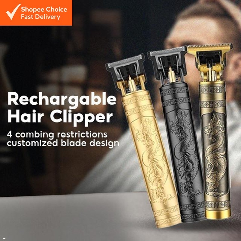 Rechargeable Hair Clipper – Cordless Beard Trimmer, Cutter & Mini Shaver for Men (Bronze/Black/Gold Dragon, 3-in-1 Set)