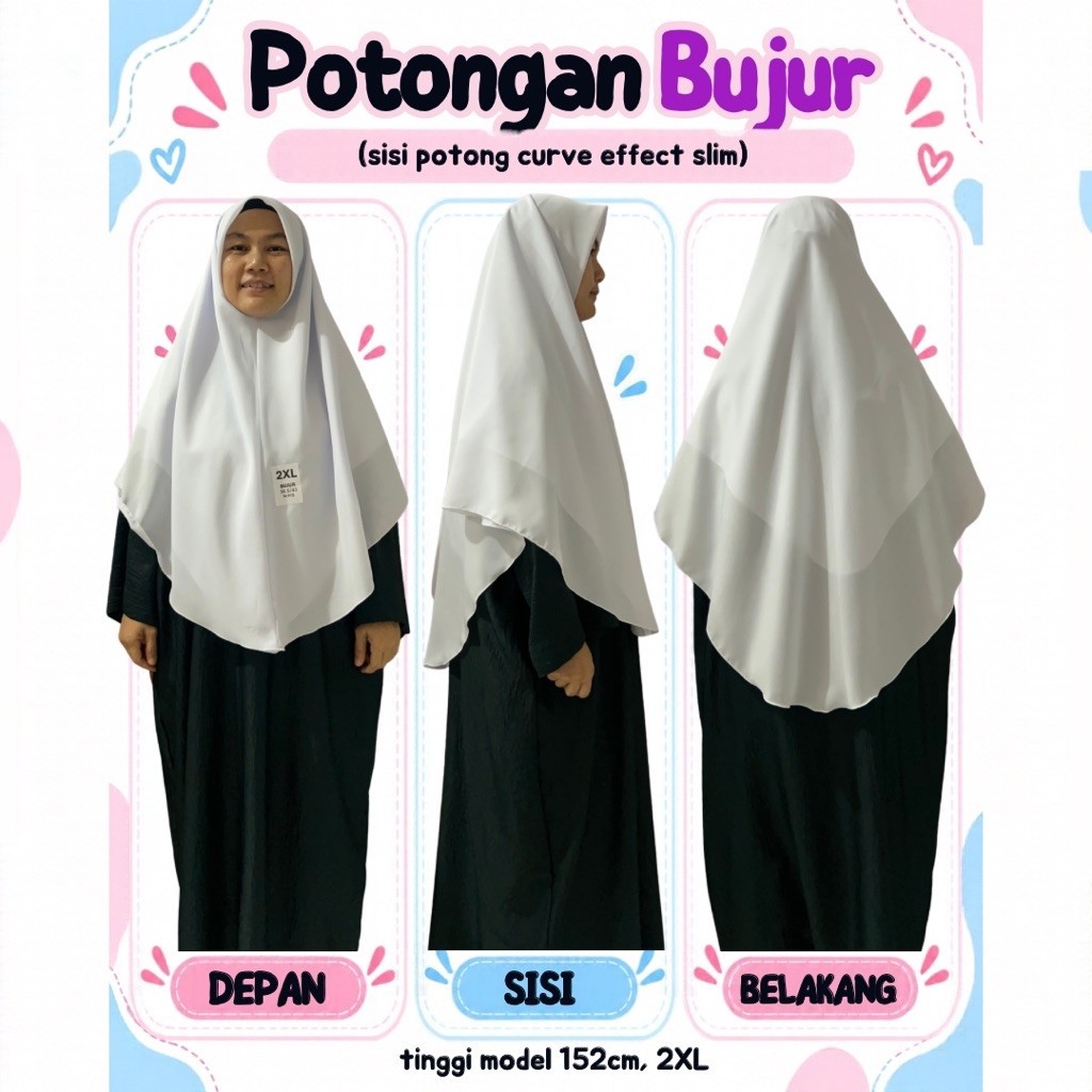 READY STOK-Tudung Koshibo NIPIS RINGAN 2 Lapis BUJUR Awning Mudah Bentuk Labuh Sekolah Agama Rendah SRITI MRSM