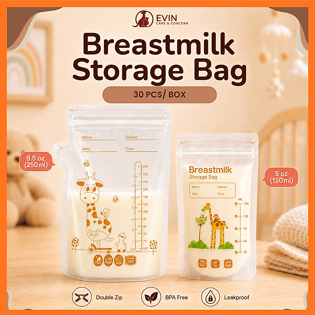 30 Pcs Double Lock Breastmilk Storage Bag Breast Milk Baby Formula Milk Storage Bag Plastik Simpanan Susu Tepung