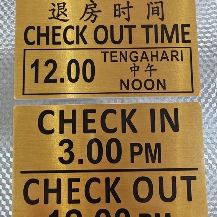 Hotel Check in / out sign board