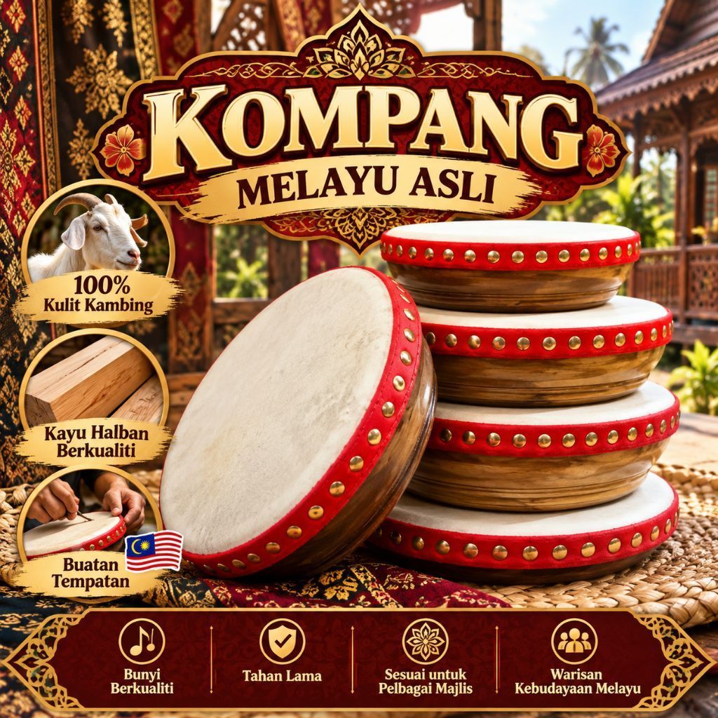 [Grade A 100%] Kompang Murah Kampung Melayu Asli Persembahan Alat Musik