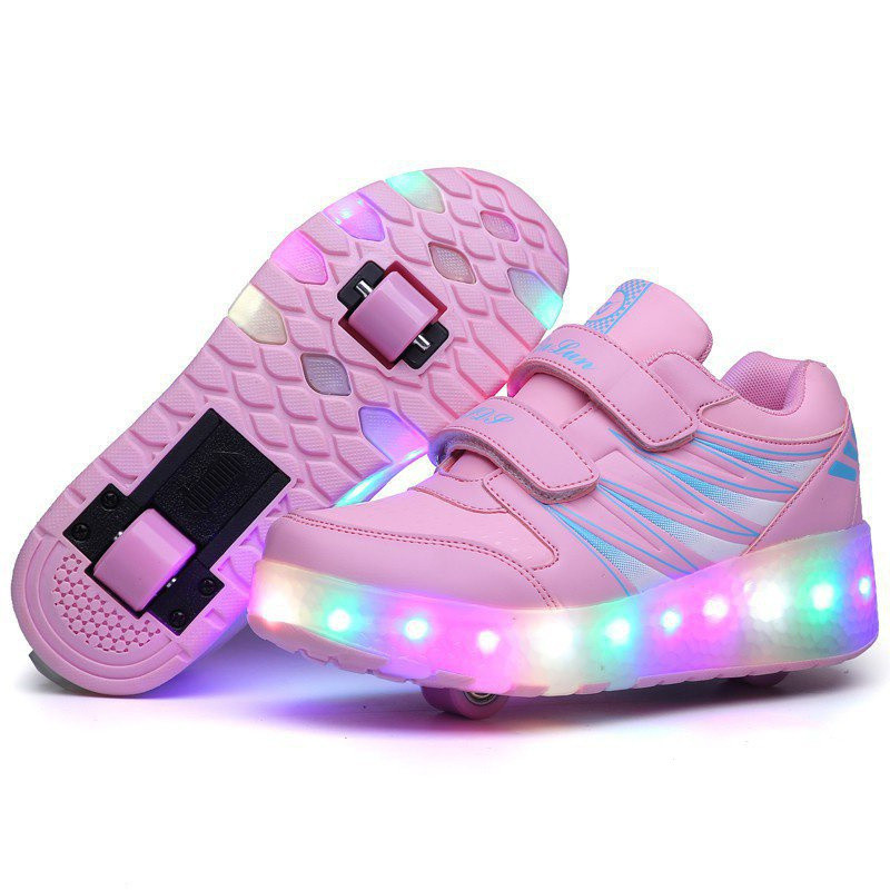 Ready Stock in Selangor Heelys kid's roller shoesboy and girl LED light up shoes 2 Wheel sneakers (children's)
