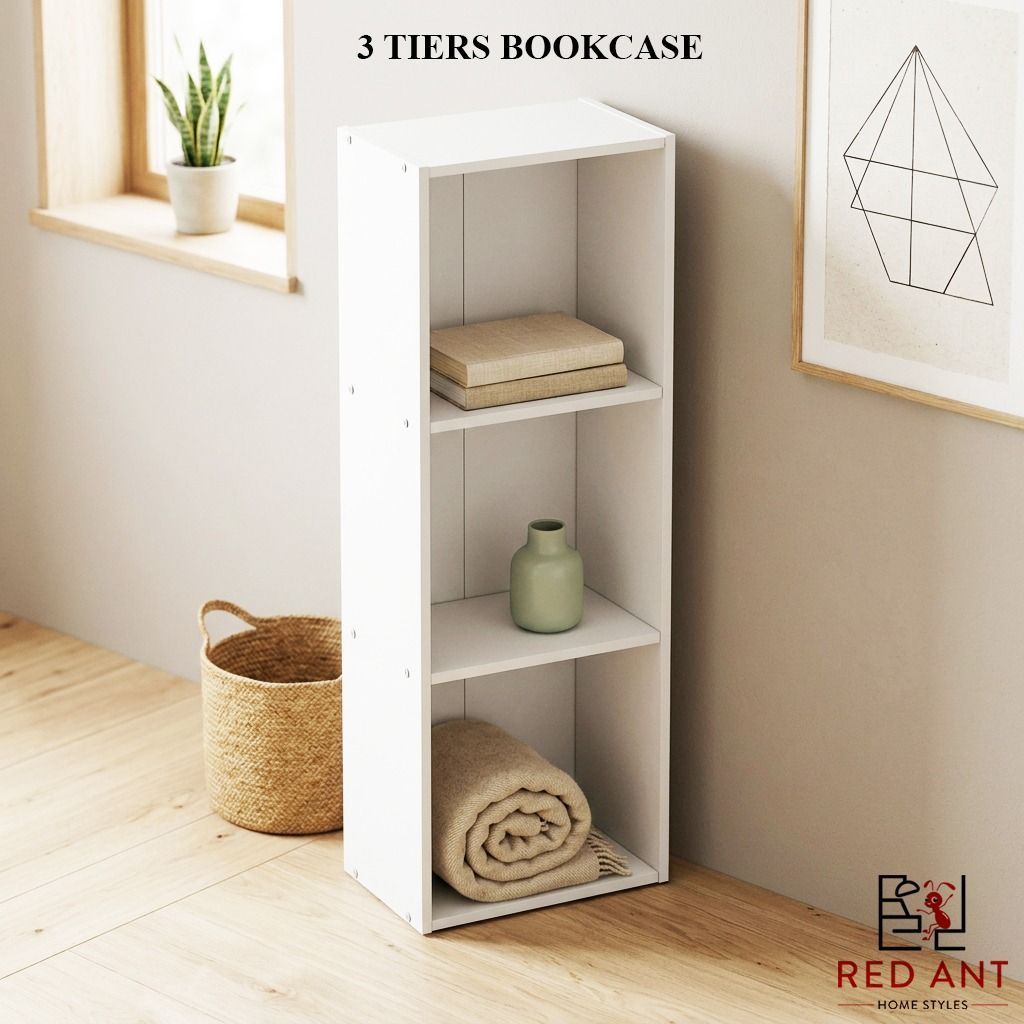 READY STOCK* RED ANT 3 Tier Wooden Multipurpose Rack Book Shelf Rak Buku Kabinet Buku