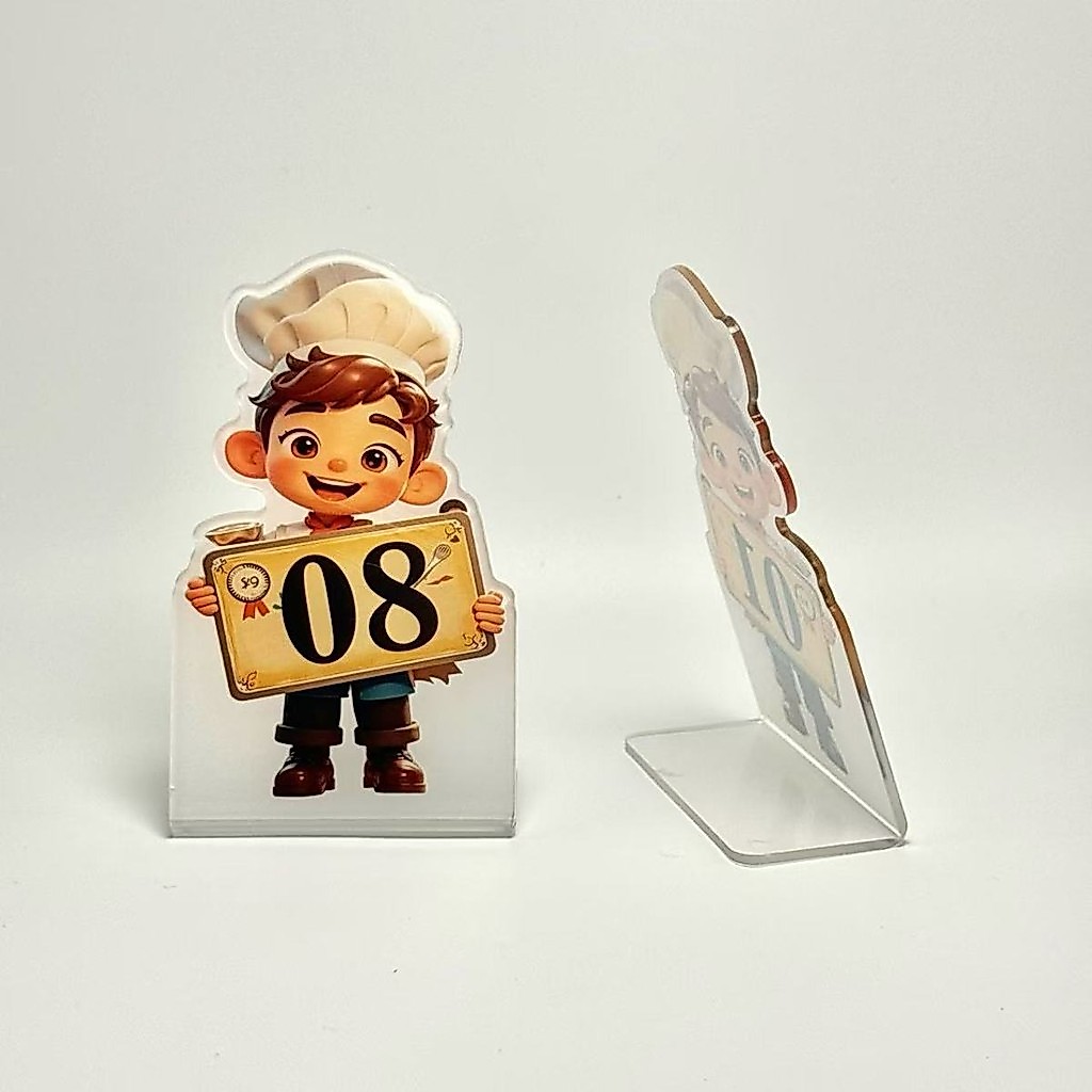 vertical dining acrylic sign, prompt card, table number display, cute restaurant seating arrangement. Hotel Dining Table Brand Code Vertical Acrylic Prompt Card 20250925. Mlb9 sign