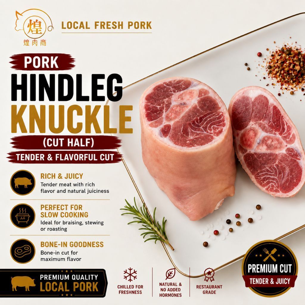 【PENANG AREA ONLY❗】煌肉商 HRS 100% Malaysian Pork - Pork Hindleg Knuckle 猪后脚元蹄【Cut Half】