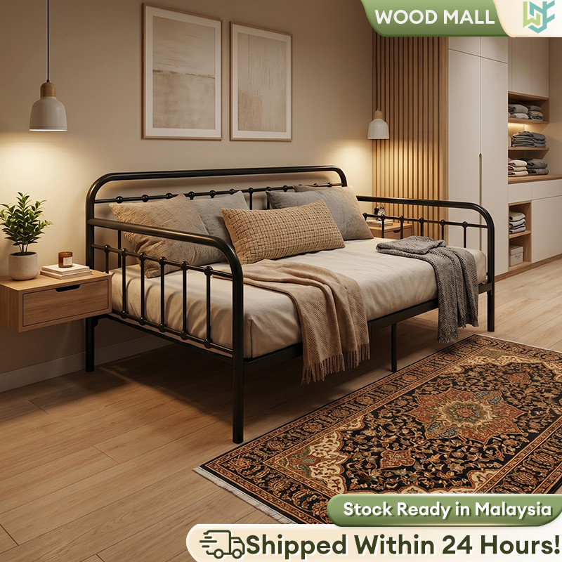 Metal Sofa Bed 2 Seater Sofa Single Bed Frame Iron Sofa Frame Heavy Duty Day Bed Katil Siang 沙發床