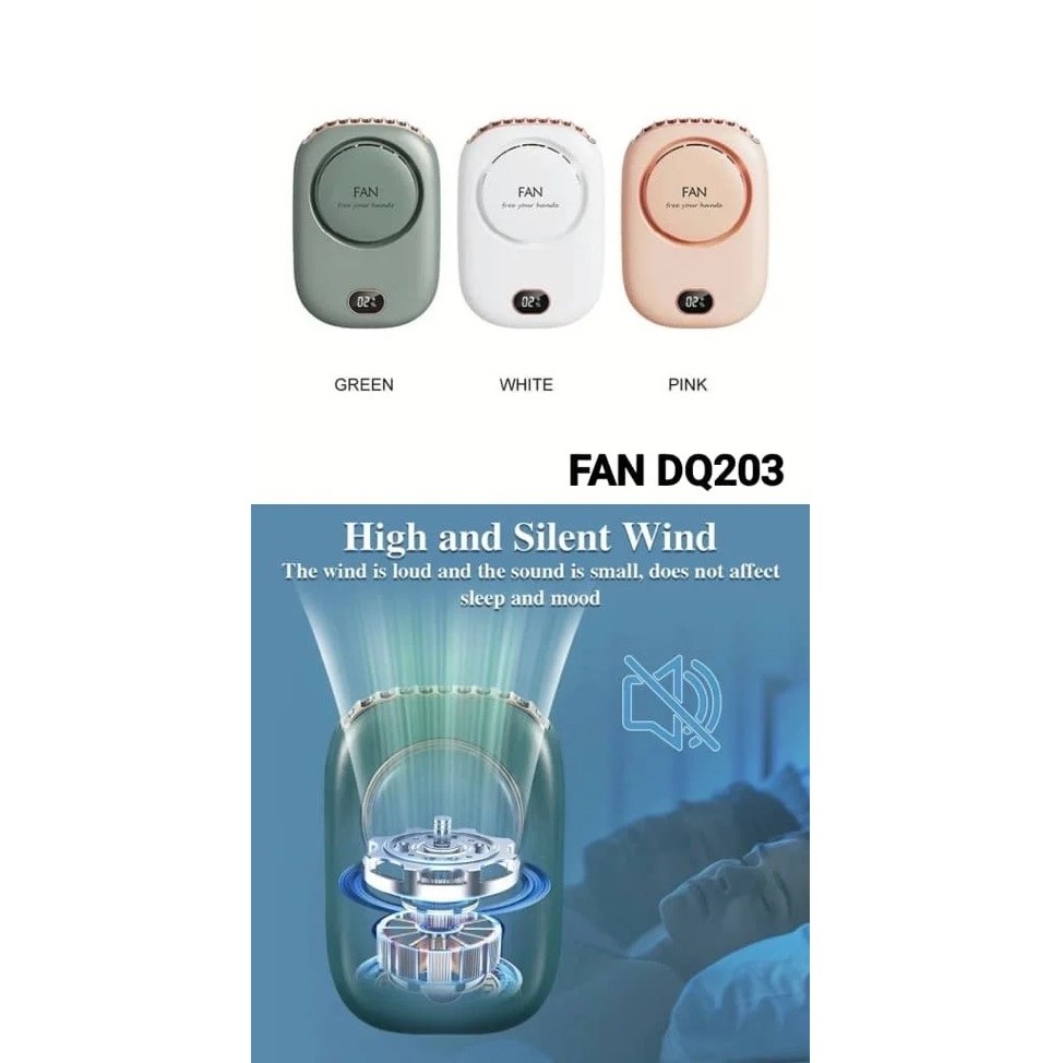 Kipas Mini Turbo DQ203 High Speed USB Rechargeable | Kipas Portable dengan Digital Display | Senyap & Cooling