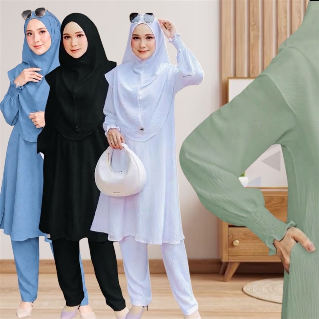 SUIT MADINAH HAJJ UMRAH (SET BAJU DAN SELUAR) IRONLEES CEY SUIT MUSLIMAH UMRAH SUIT SET WANIT