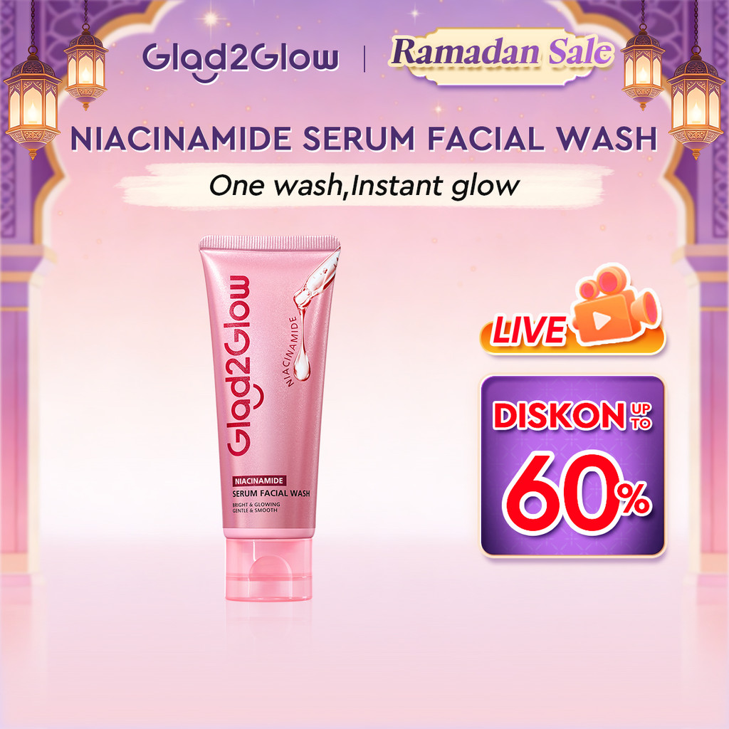 【New Launch】Glad2Glow Niacinamide Serum Facial Wash Cleanser Brightening Hydrating Glowing Face Wash Pencuci Muka