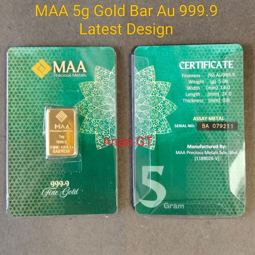 MAA 5g Gold Bar Au 999.9