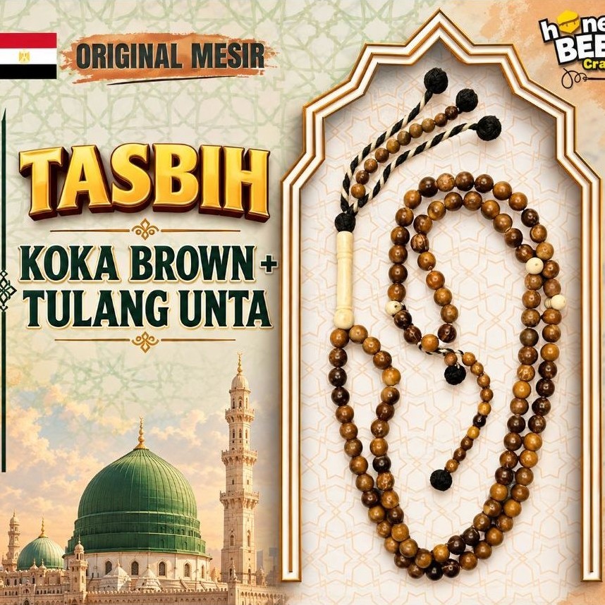 *Original Mesir* Tasbih Kayu Koka & Tulang Unta