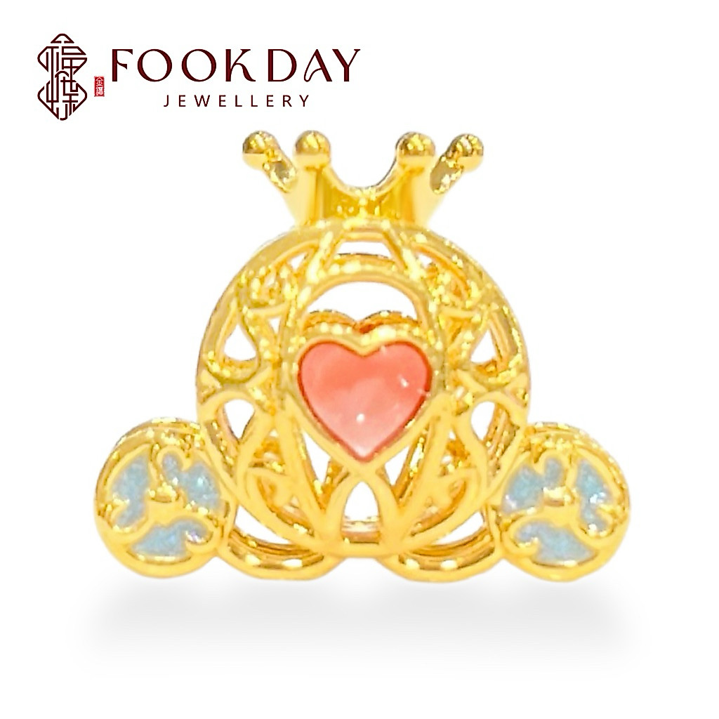 FOOKDAY 916 5D 黄金公主南瓜车串珠 Gold 916 Princess Pumpkhin Car Charm Emas 916 Manik Kereta Labu Puteri Bajet Hadiah 6D