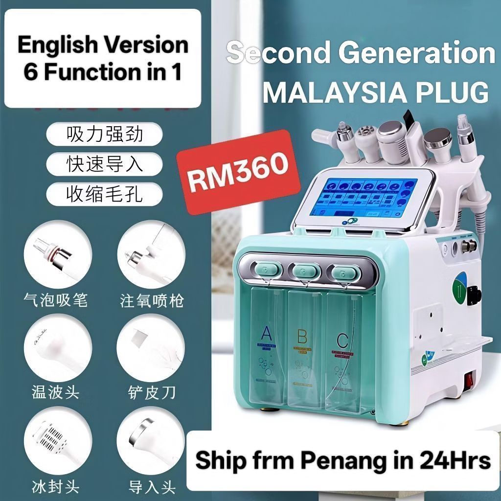 2ndGeneration 6 in1 Oxygen Dermabrasion Machine Hydro Oxygen Jet Beauty Salon Use Ready Stock PENANG第二代韩国小气泡