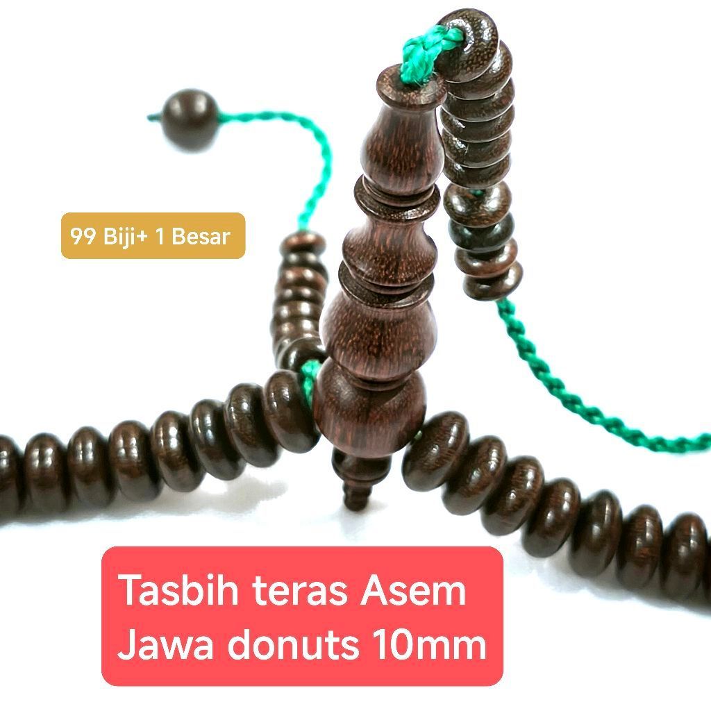 Tasbih Teras Asem Jawa Donuts 10mm 99 Biji + 1 Besar Warna Coklat