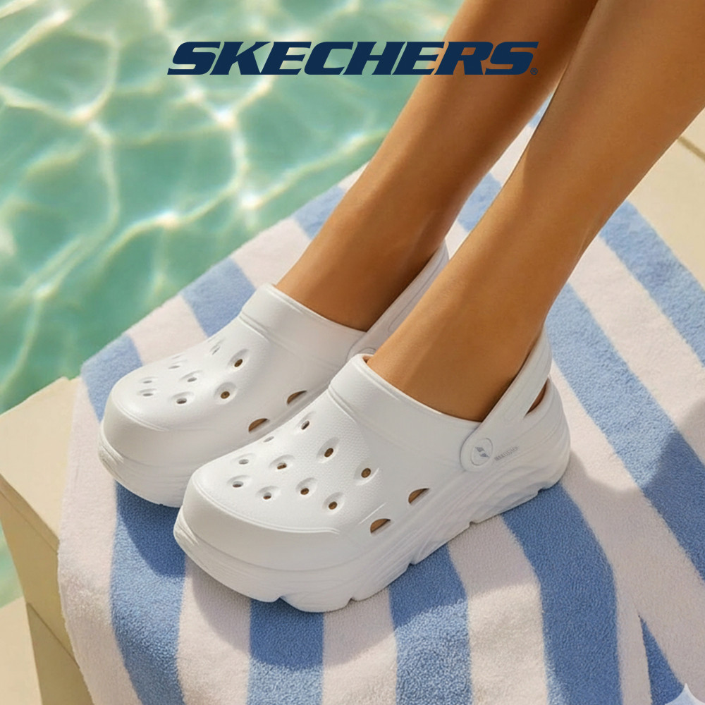 Skechers Online Exclusive Women Foamies Max Cushioning Foamies Shimmer Shoes - 111657-WHT Kasut Sneaker, Perempuan SALE