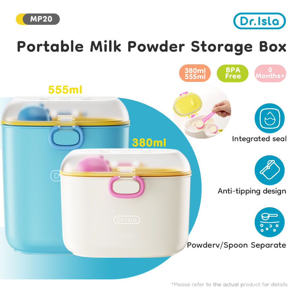 Dr.isla Bekas Susu Baby Kedap Udara 380ml/555ml BPA Free Milk Powder Container Food Grade Baby Formula Storage Box MP20