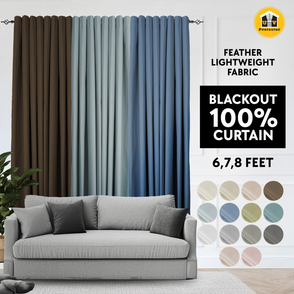 Curtain Blackout 100% Plain Design Hook Ring 6feet 7feet 8feet Fine Stitching Workmanship Guaranteed