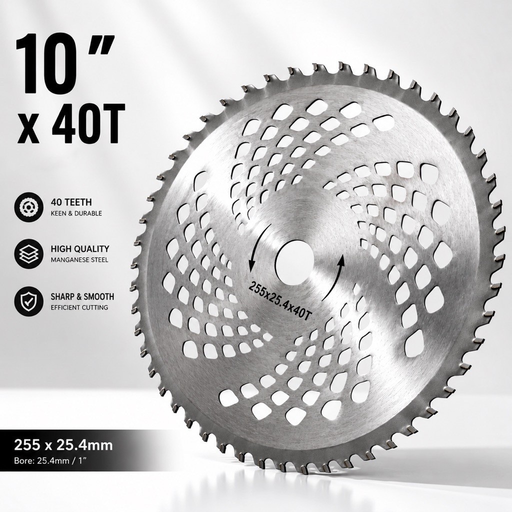 Mata Mesin Rumput 40 Gigi Brush Cutter Blade Metal Disc 25.4mm 40 Tooth 40t Blade Potong Ranting Kecil