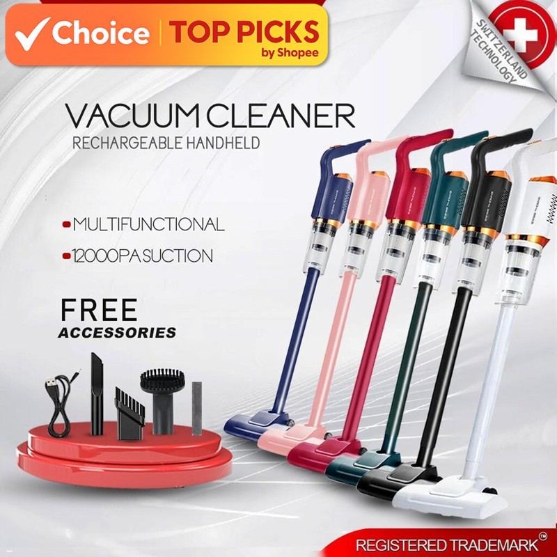 FULL Set Accessories Swiss Thomas Cordless Handheld Vacuum Cleaner with Mop Pad – Rechargeable for Car & Home Use