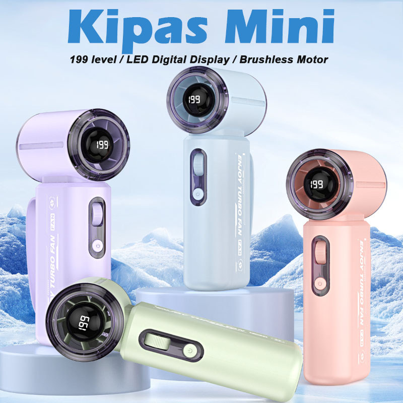 Apromee T630 Handheld Fan 199Level High Speed Portable Fan USB Rechargeable Kipas Tangan LED Display Kipas Angin Mini