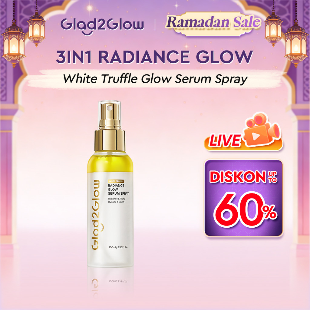 【New Launch】Glad2Glow White Truffle Radiance Glow Serum Spray 100ml Essence Glossy Deep Hydrating Face Serum Mist