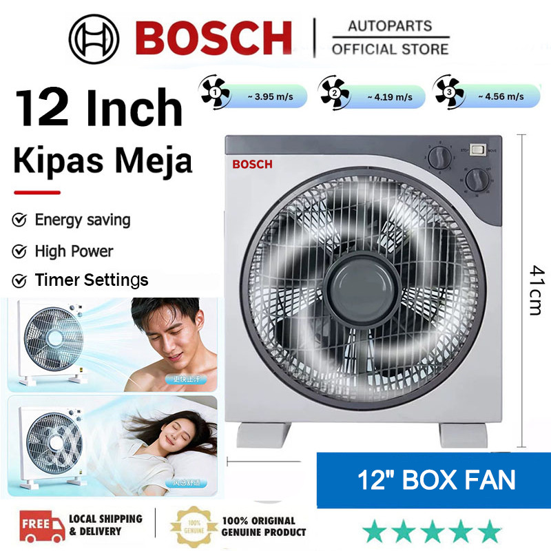 BOSCH Kipas Meja 12 Inch 3 Pin Plug Table Fan 5 Blades kipas Angin Kipas Kipas Angin kuat/ Kipas Duduk desk fan timer