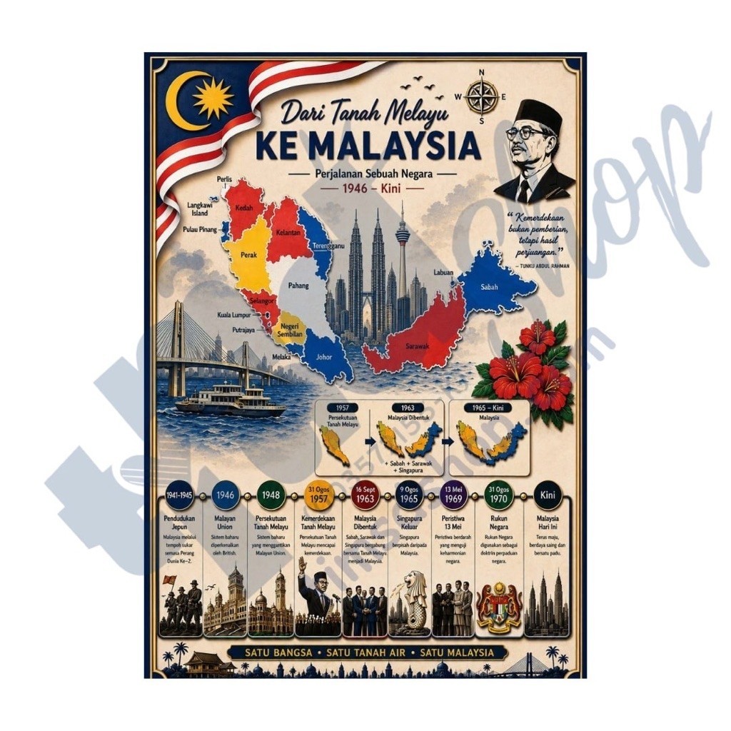 Poster Kemerdekaan Malaysia | Pembentukan Malaysia | Perdana Menteri | Pejuang Kemerdekaan | Tokoh Kemerdekaan dll