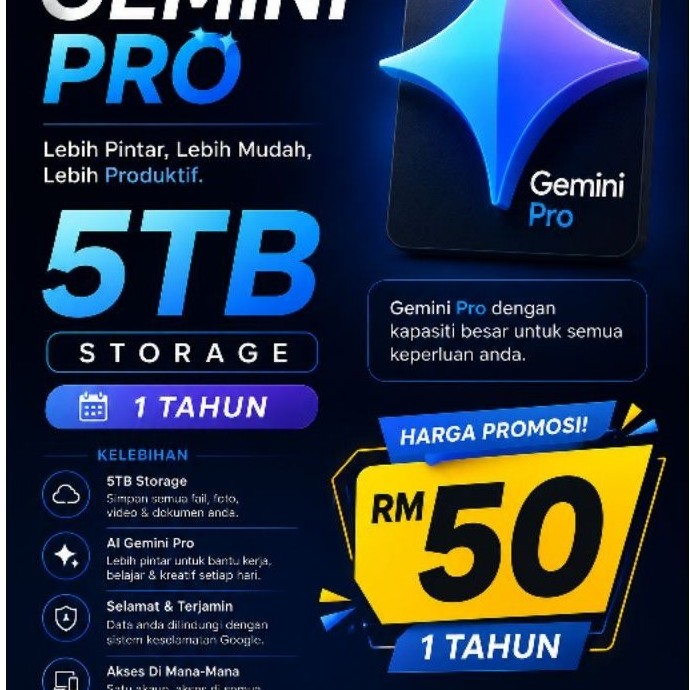 Gemini Pro AI Veo3 Unlimited | +Google Drive 5TB - 1Pc