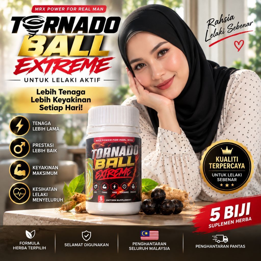 TORNADO BALL EXTREME | Herba Lelaki Premium | Tongkat Ali & Ginseng | 5 Biji | Suplemen Tenaga Lelaki