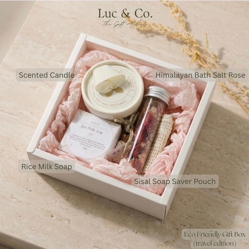 Eco Friendly Giftset | Himalayan salt | candle | soap | soap pouch | gift for friends woman travel miniature | organic