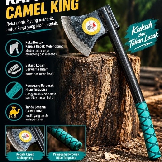 camel King 彈弓钢牛骨斧Kapak Tulang Lembu Keluli Katapel Raja Unta