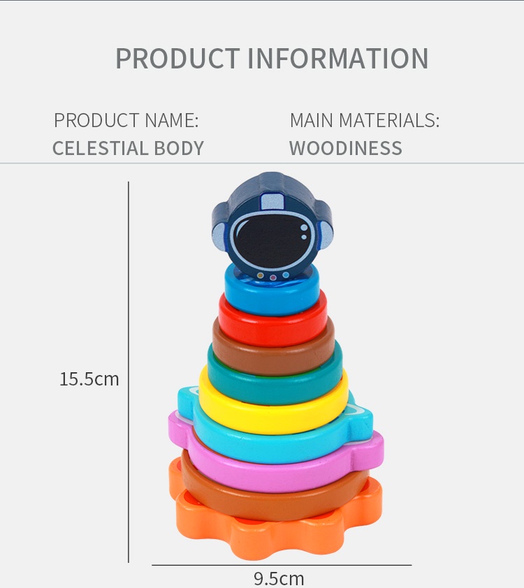 Kids Science Game Montessori Wooden Toys Nine Stack Colorful